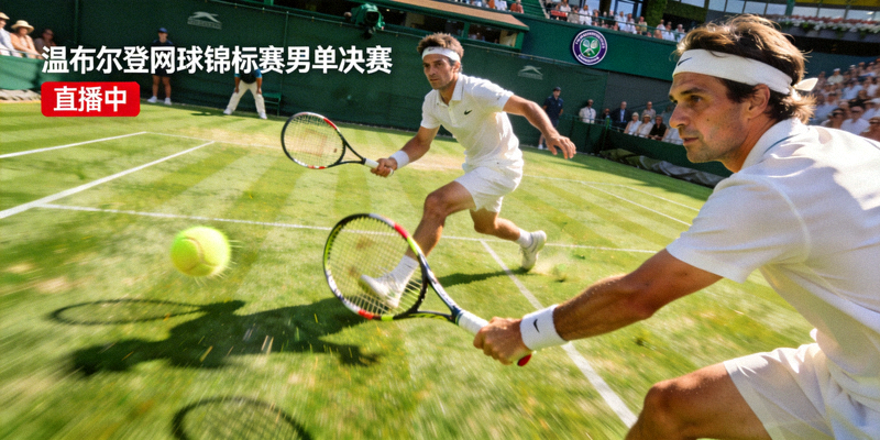 温布尔登网球锦标赛男单决赛直播 - 两位选手在草地上激烈对攻